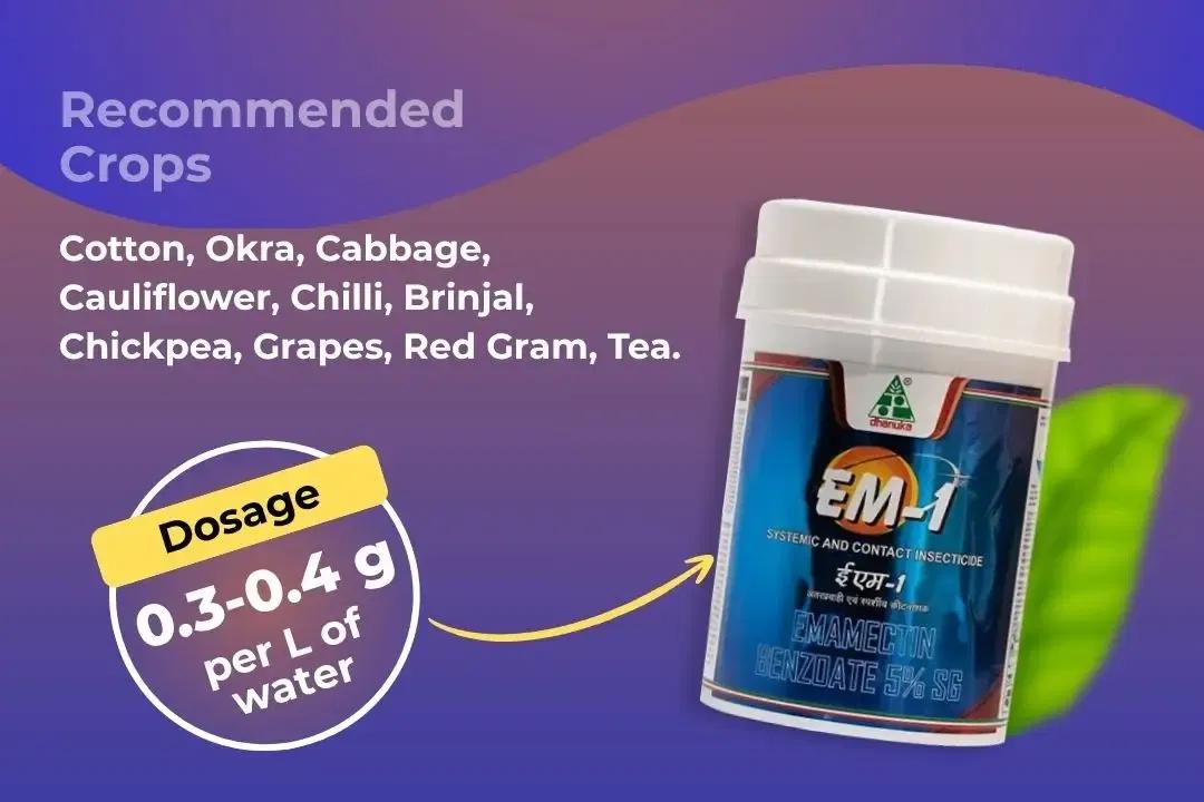 EM-1 Insecticide dosage per litre and recommended crops